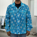 Blue Snowflake Pattern Print Men's Shirt Jacket