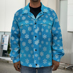 Blue Snowflake Pattern Print Men's Shirt Jacket