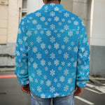 Blue Snowflake Pattern Print Men's Shirt Jacket