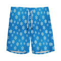 Blue Snowflake Pattern Print Men's Athletic Shorts