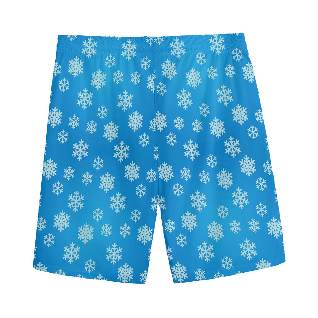 Blue Snowflake Pattern Print Men's Sports Shorts