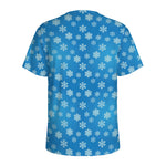 Blue Snowflake Pattern Print Men's Sports T-Shirt