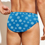 Blue Snowflake Pattern Print Men's Swim Briefs