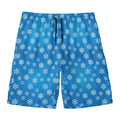 Blue Snowflake Pattern Print Men's Swim Trunks