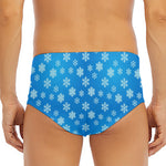Blue Snowflake Pattern Print Men's Triangle Swim Briefs