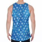 Blue Snowflake Pattern Print Men's Velvet Tank Top