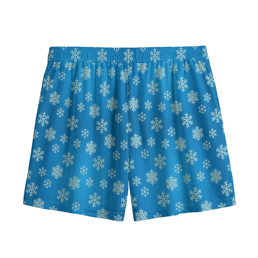 Blue Snowflake Pattern Print Mesh Shorts