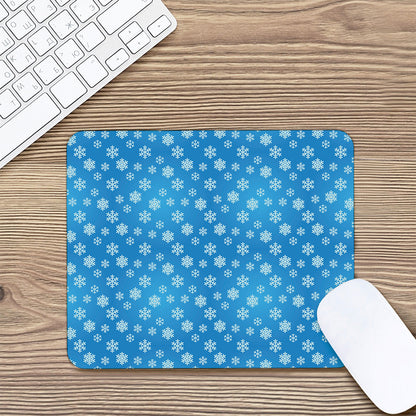 Blue Snowflake Pattern Print Mouse Pad