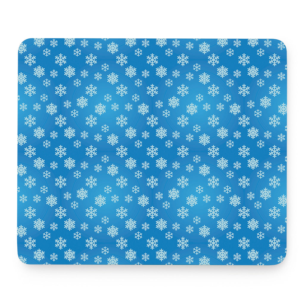 Blue Snowflake Pattern Print Mouse Pad