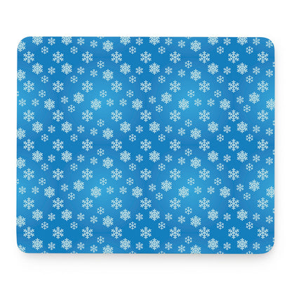 Blue Snowflake Pattern Print Mouse Pad