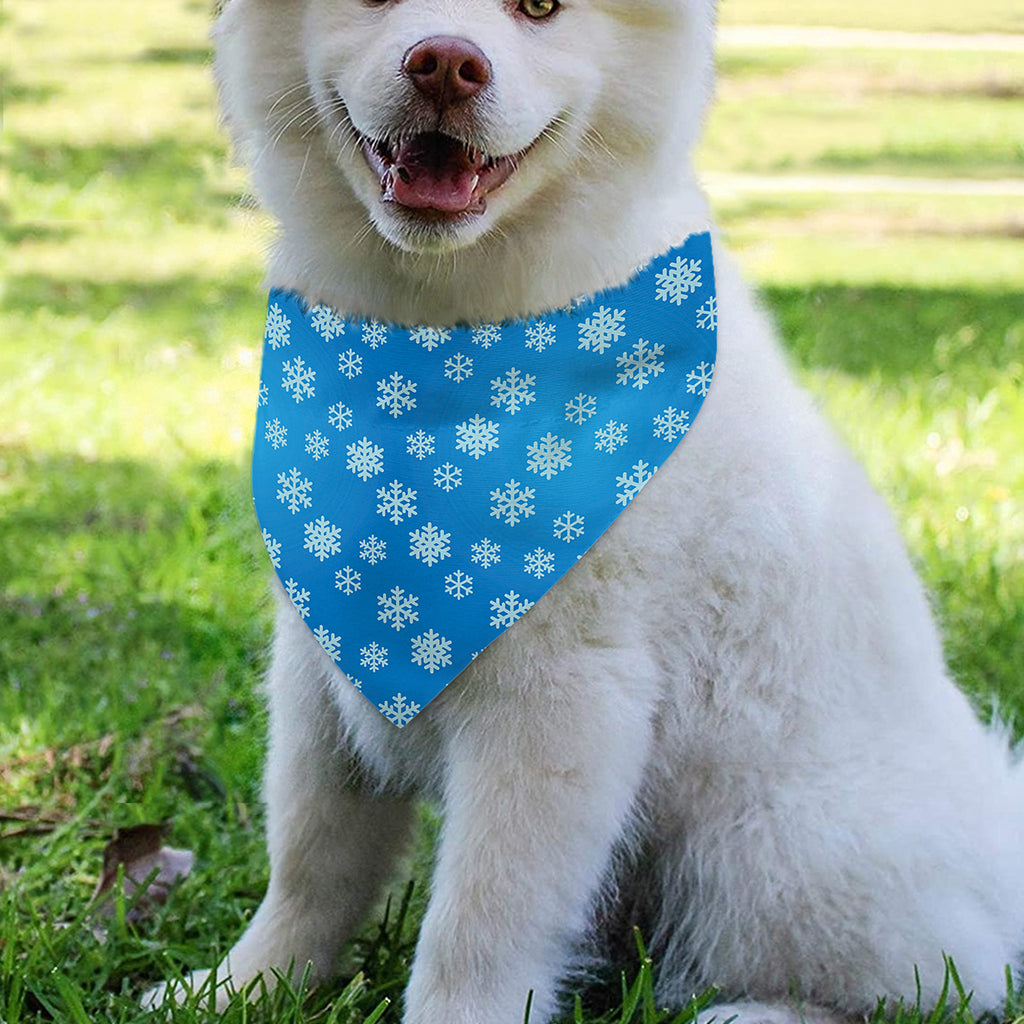 Blue Snowflake Pattern Print Over The Collar Dog Bandana