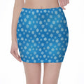 Blue Snowflake Pattern Print Pencil Mini Skirt