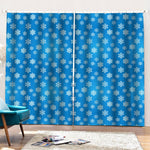 Blue Snowflake Pattern Print Pencil Pleat Curtains