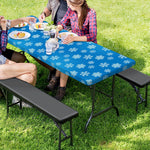 Blue Snowflake Pattern Print Picnic Table Cover
