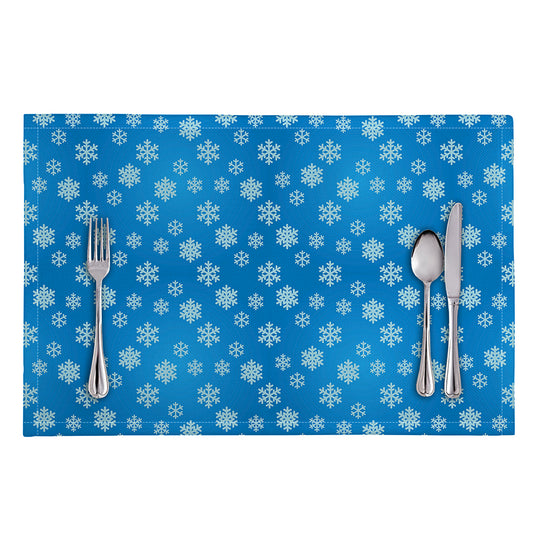 Blue Snowflake Pattern Print Placemat
