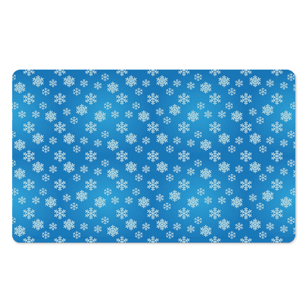 Blue Snowflake Pattern Print Polyester Doormat