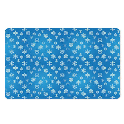 Blue Snowflake Pattern Print Polyester Doormat