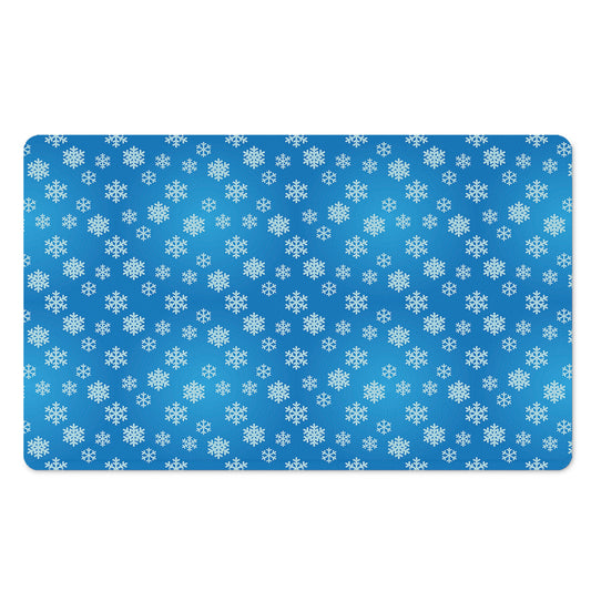Blue Snowflake Pattern Print Polyester Doormat