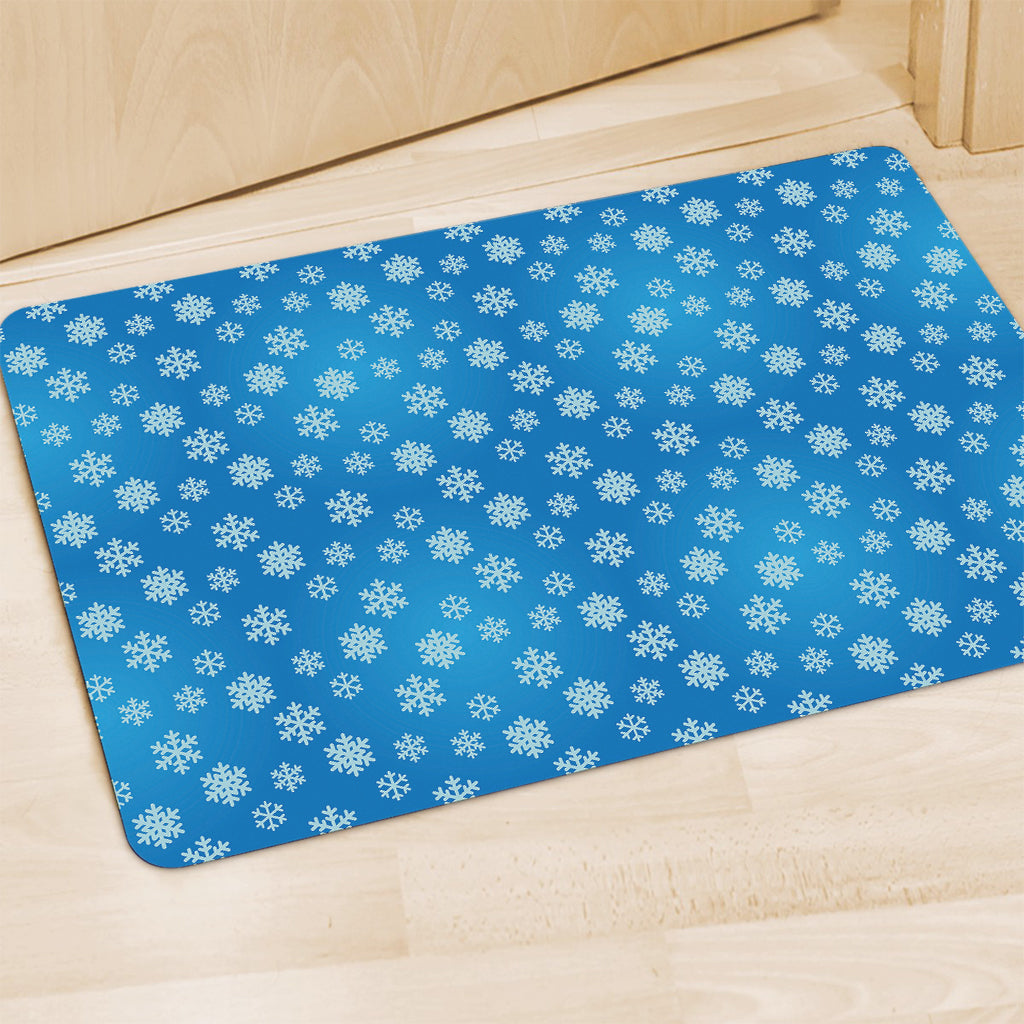 Blue Snowflake Pattern Print Polyester Doormat