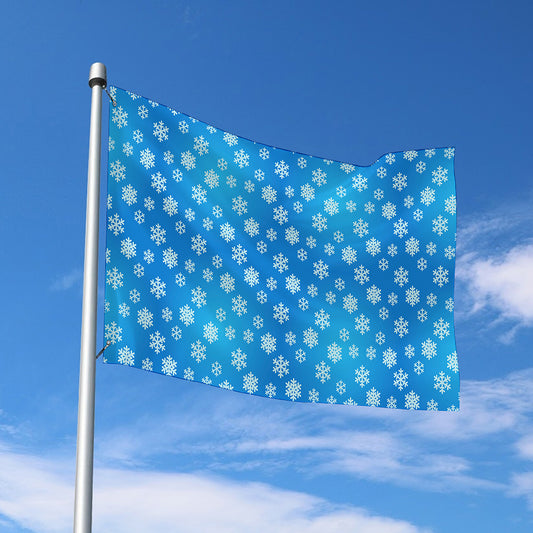 Blue Snowflake Pattern Print Polyester Flag