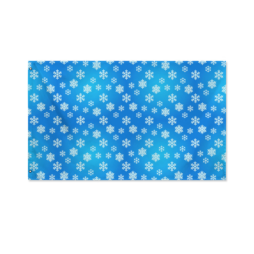 Blue Snowflake Pattern Print Polyester Flag