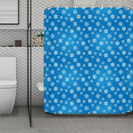Blue Snowflake Pattern Print Polyester Shower Curtain