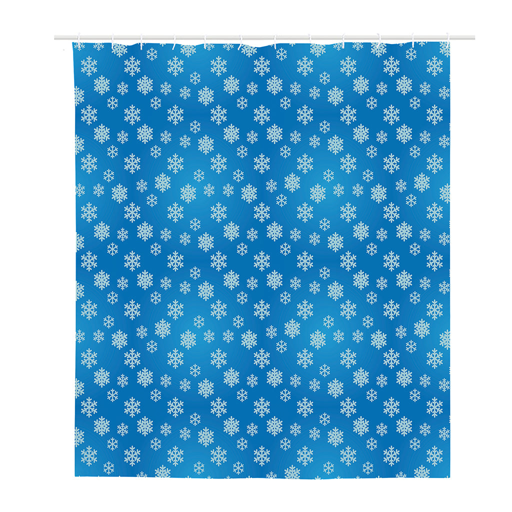 Blue Snowflake Pattern Print Polyester Shower Curtain