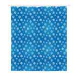 Blue Snowflake Pattern Print Polyester Shower Curtain