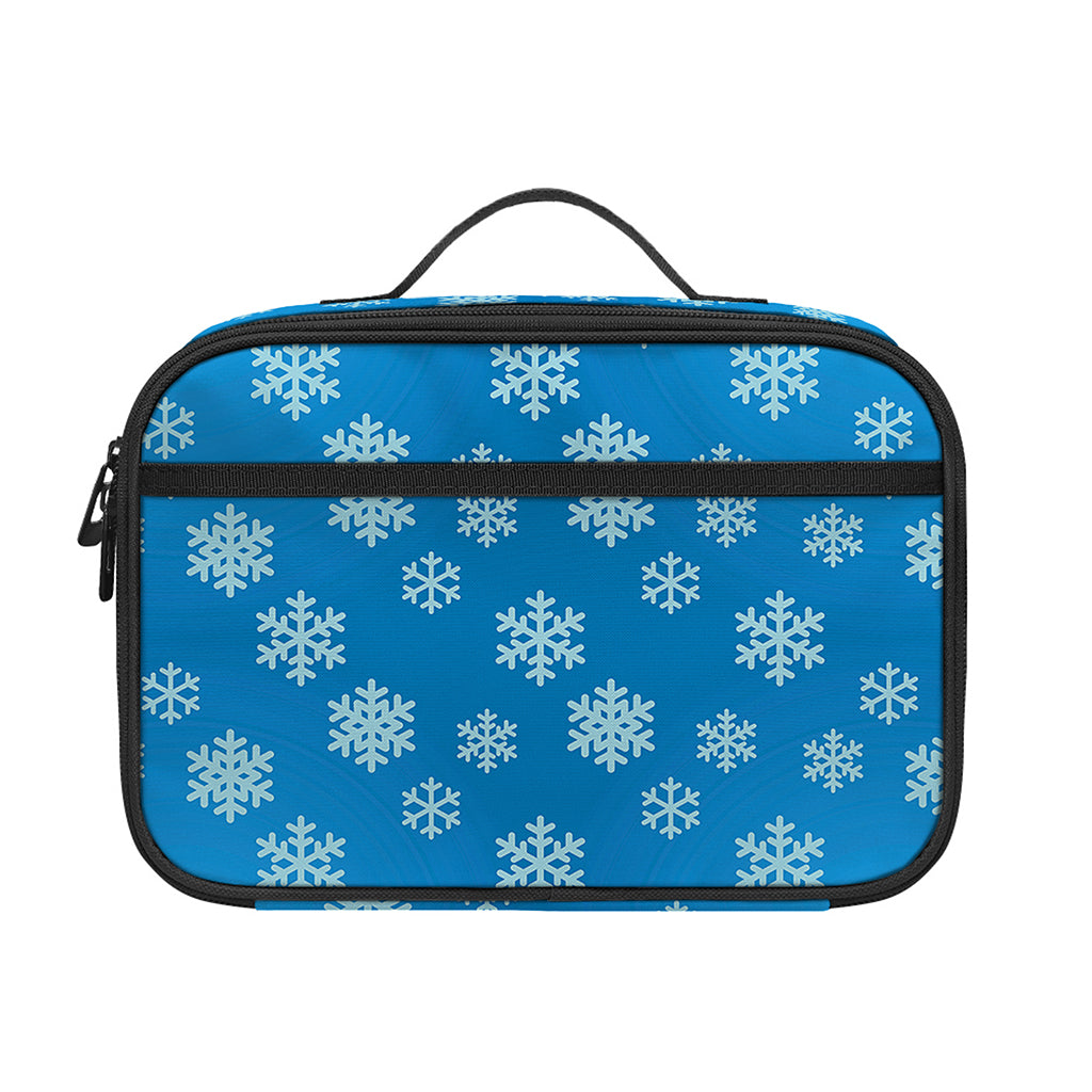 Blue Snowflake Pattern Print Portable Lunch Bag