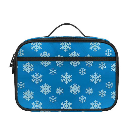 Blue Snowflake Pattern Print Portable Lunch Bag