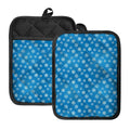 Blue Snowflake Pattern Print Pot Holders With Pocket