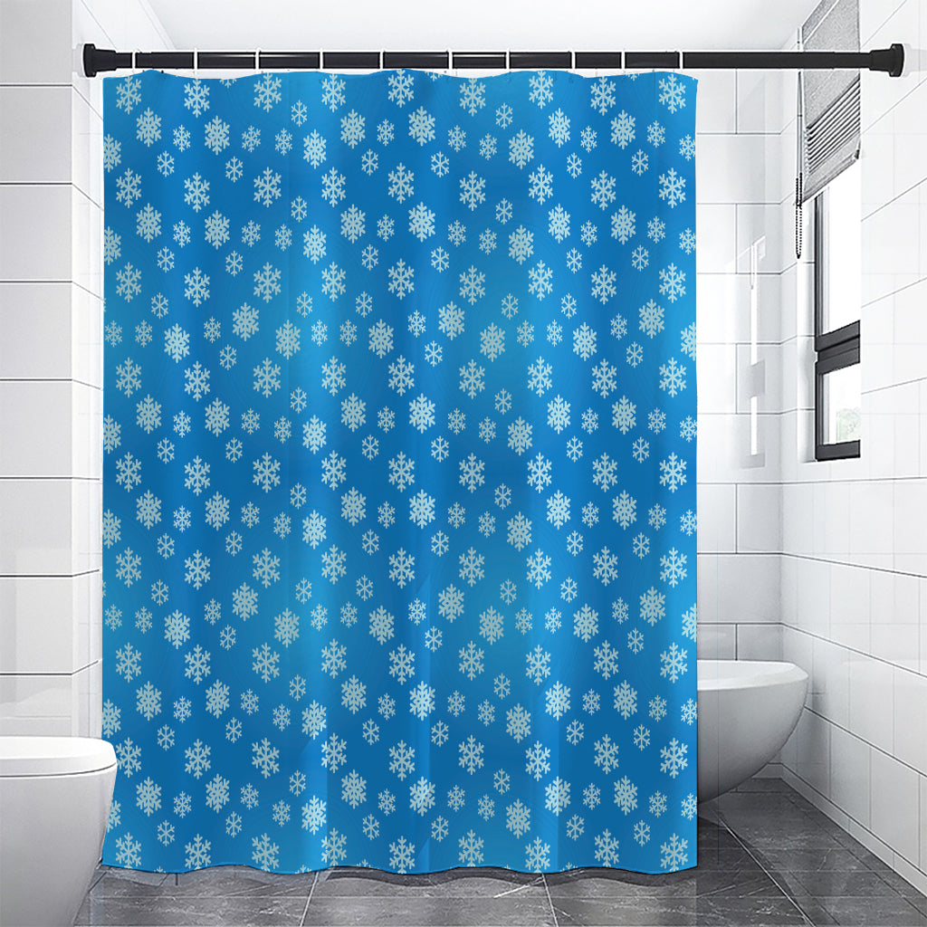 Blue Snowflake Pattern Print Premium Shower Curtain