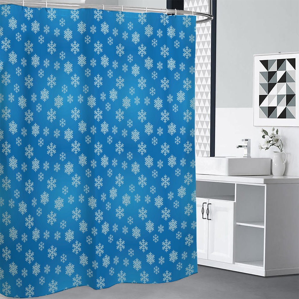 Blue Snowflake Pattern Print Premium Shower Curtain