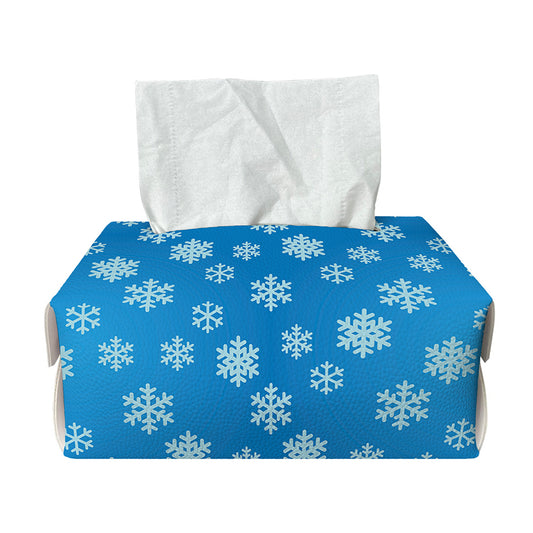 Blue Snowflake Pattern Print Rectangle Tissue Box Cover