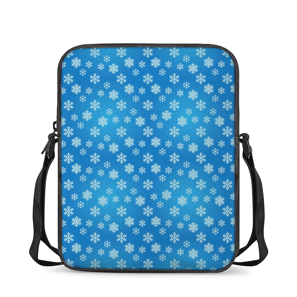 Blue Snowflake Pattern Print Rectangular Crossbody Bag