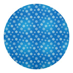 Blue Snowflake Pattern Print Round Blanket