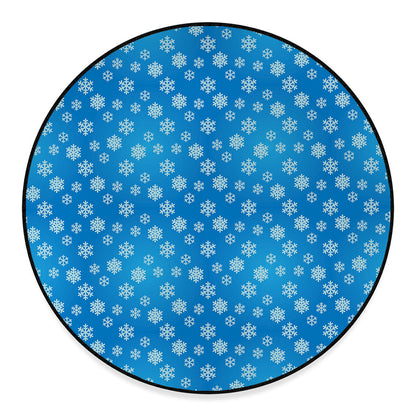 Blue Snowflake Pattern Print Round Floor Mat