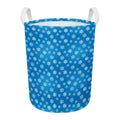 Blue Snowflake Pattern Print Round Laundry Basket