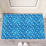 Blue Snowflake Pattern Print Rubber Doormat