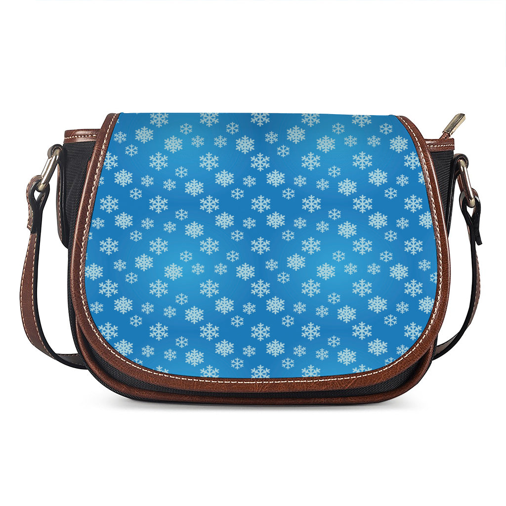 Blue Snowflake Pattern Print Saddle Bag