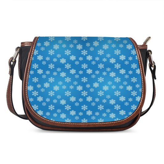 Blue Snowflake Pattern Print Saddle Bag