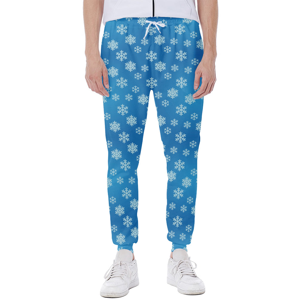 Blue Snowflake Pattern Print Scuba Joggers