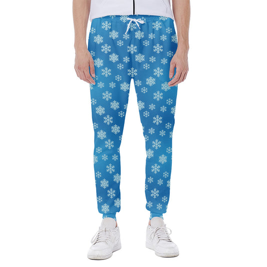 Blue Snowflake Pattern Print Scuba Joggers
