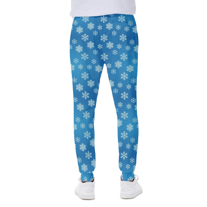Blue Snowflake Pattern Print Scuba Joggers