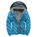 Blue Snowflake Pattern Print Sherpa Lined Zip Up Hoodie