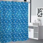 Blue Snowflake Pattern Print Shower Curtain