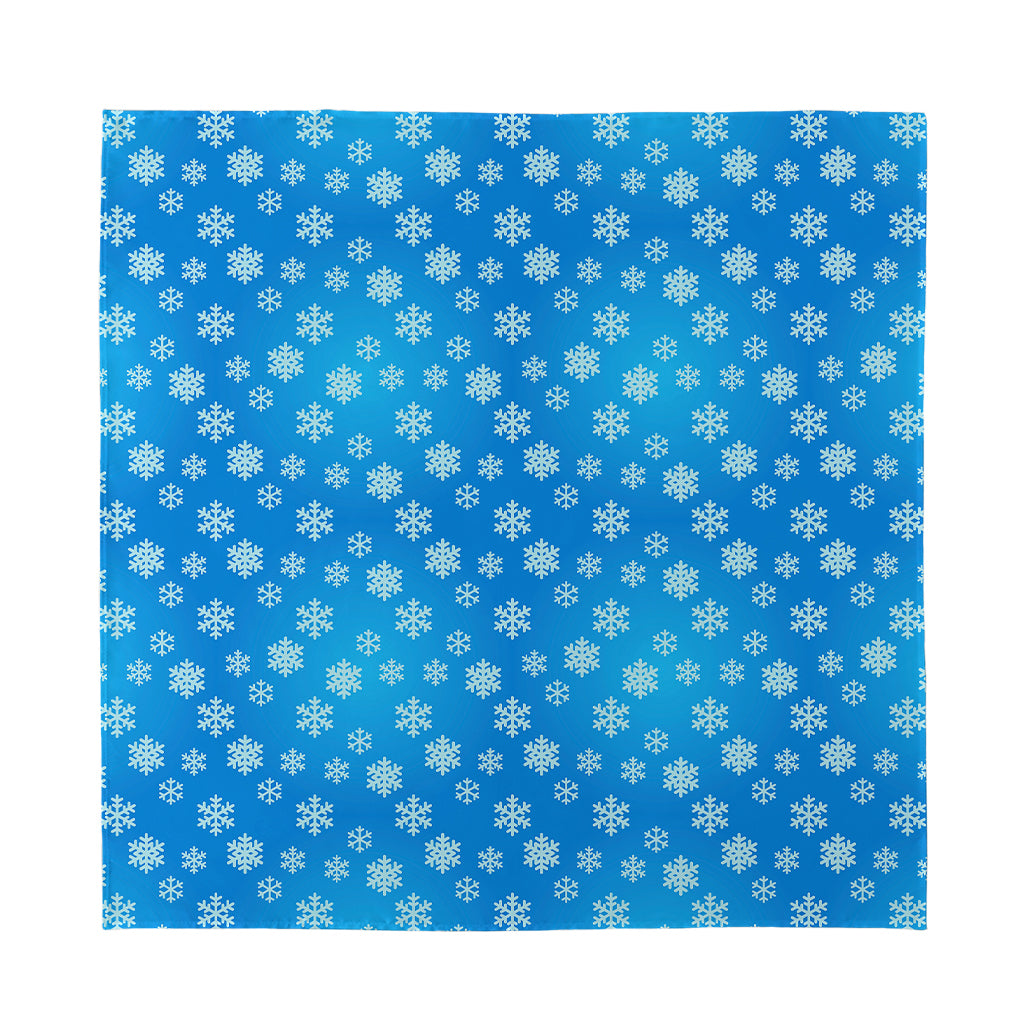 Blue Snowflake Pattern Print Silk Bandana