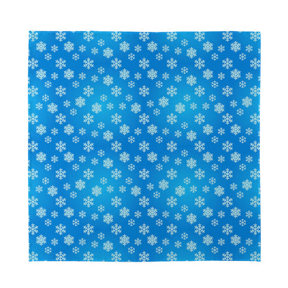 Blue Snowflake Pattern Print Silk Bandana