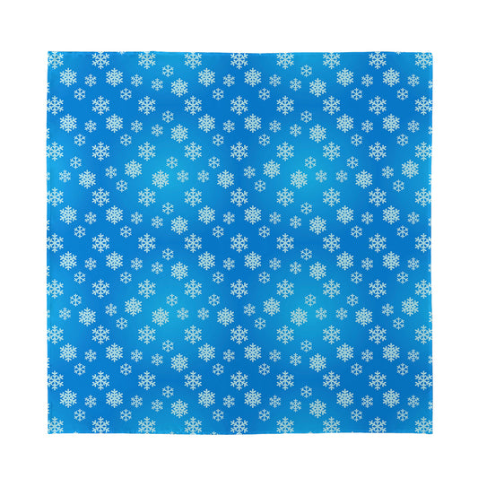 Blue Snowflake Pattern Print Silk Bandana
