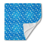 Blue Snowflake Pattern Print Silk Bandana